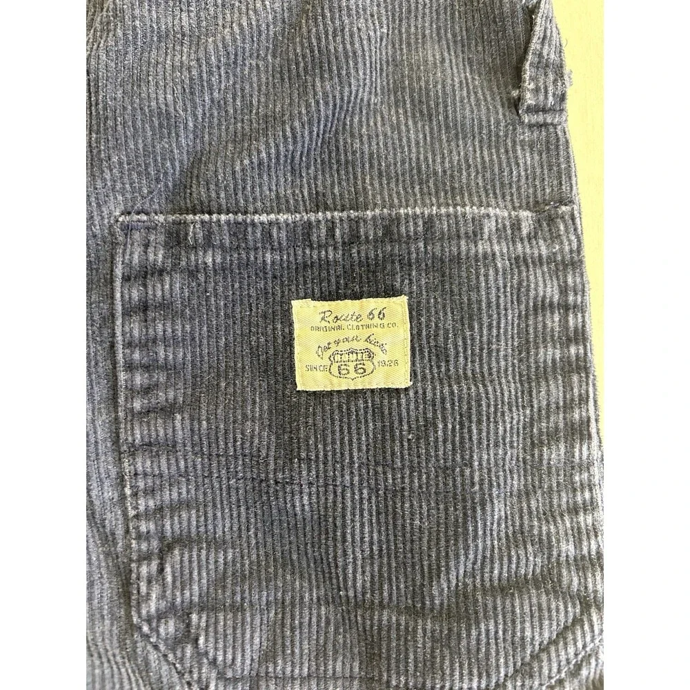 Vintage Y2K Route 66 Kids Navy Blue Corduroy Overalls Size 4